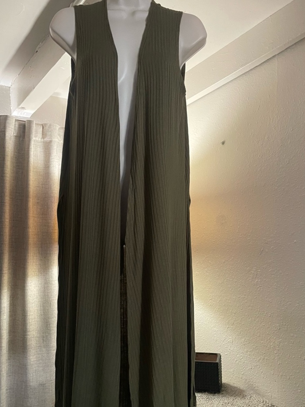 LuLaRoe Olive Green Sleeveless Open-Front Duster